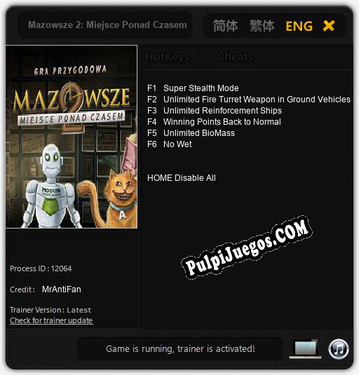 Mazowsze 2: Miejsce Ponad Czasem: Trainer +6 [v1.8]