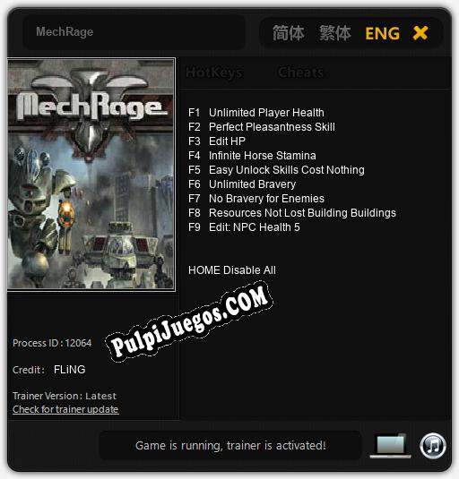 MechRage: Treinador (V1.0.41)