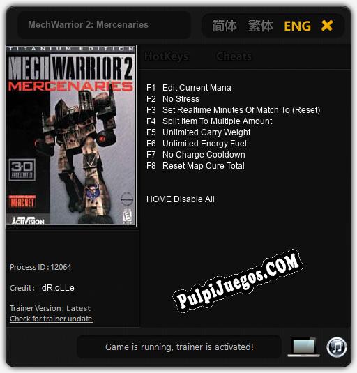 MechWarrior 2: Mercenaries: Trainer +8 [v1.2]