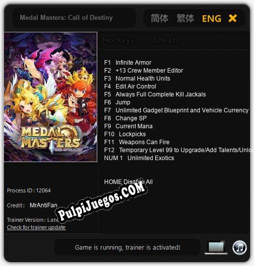 Medal Masters: Call of Destiny: Cheats, Trainer +13 [MrAntiFan]