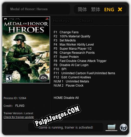 Medal of Honor: Heroes: Cheats, Trainer +14 [FLiNG]