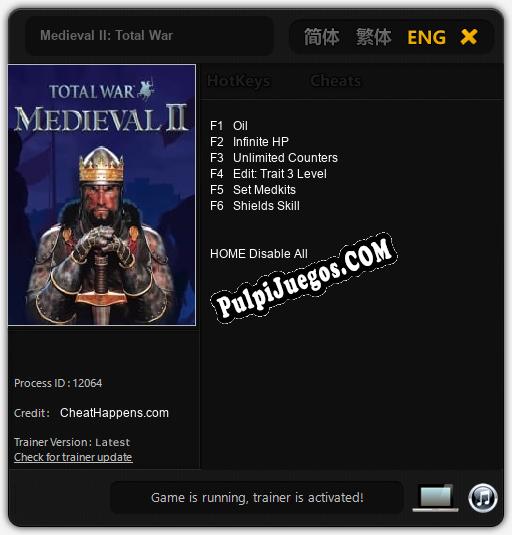 Entrenador liberado a Medieval II: Total War [v1.0.9]