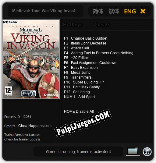 Medieval: Total War Viking Invasion: Trainer +13 [v1.7]