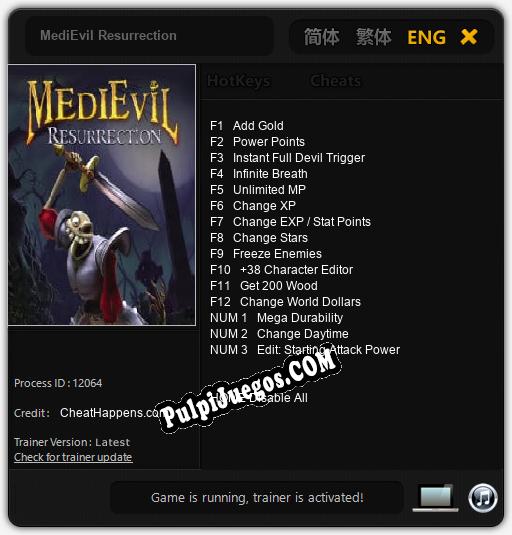 MediEvil Resurrection: Trainer +15 [v1.3]