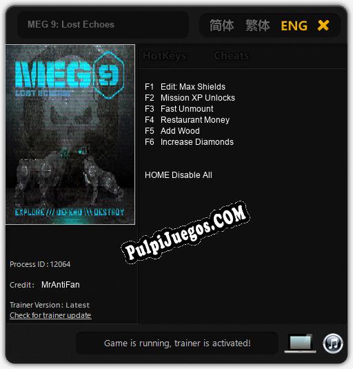 MEG 9: Lost Echoes: Cheats, Trainer +6 [MrAntiFan]