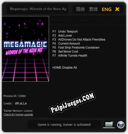 Megamagic: Wizards of the Neon Age: Treinador (V1.0.36)