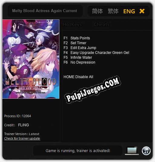 Melty Blood Actress Again Current Code: Treinador (V1.0.52)