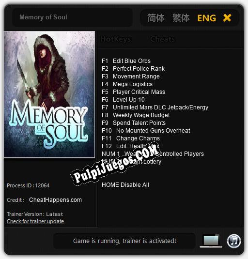 Memory of Soul: Cheats, Trainer +14 [CheatHappens.com]