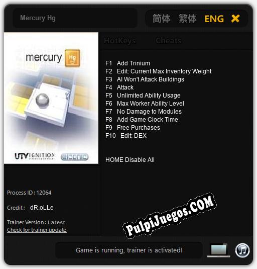 Mercury Hg: Treinador (V1.0.2)