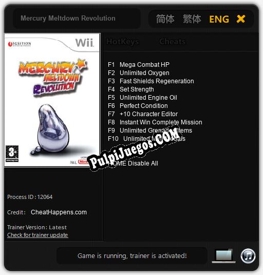 Mercury Meltdown Revolution: Cheats, Trainer +10 [CheatHappens.com]