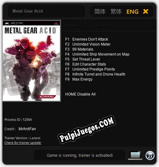 Entrenador liberado a Metal Gear Acid [v1.0.2]