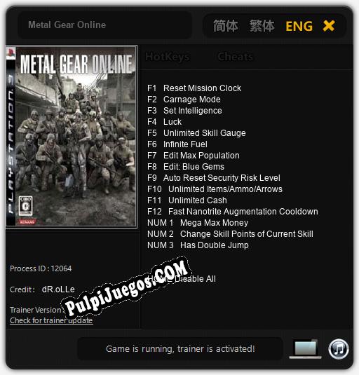 Metal Gear Online: Treinador (V1.0.68)