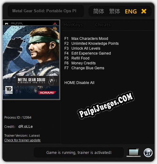 Metal Gear Solid: Portable Ops Plus: Trainer +7 [v1.1]