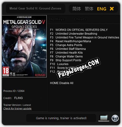 Metal Gear Solid V: Ground Zeroes: Trainer +12 [v1.6]