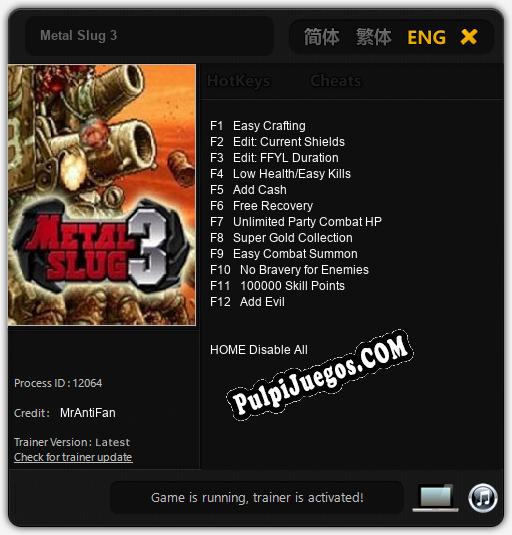 Metal Slug 3: Cheats, Trainer +12 [MrAntiFan]