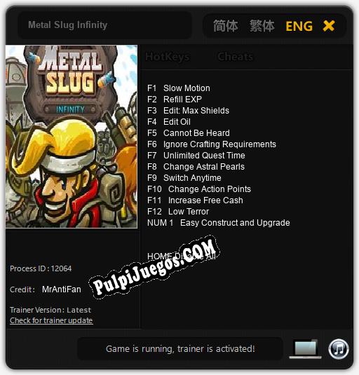 Metal Slug Infinity: Treinador (V1.0.29)