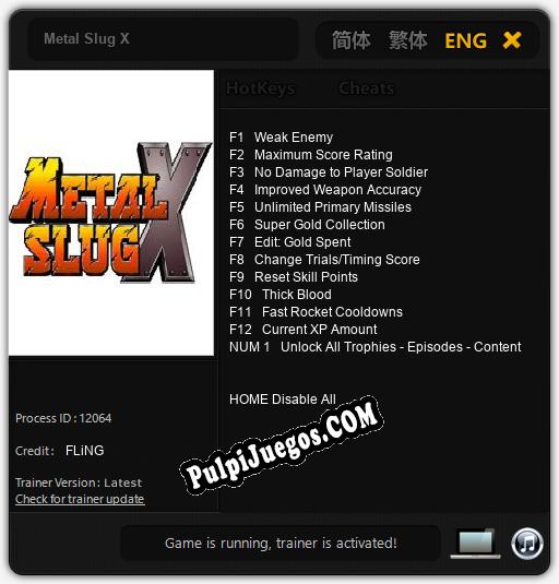 Metal Slug X: Treinador (V1.0.69)