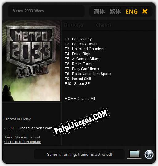 Metro 2033 Wars: Cheats, Trainer +10 [CheatHappens.com]