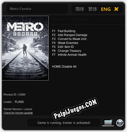 Metro Exodus: Cheats, Trainer +7 [FLiNG]