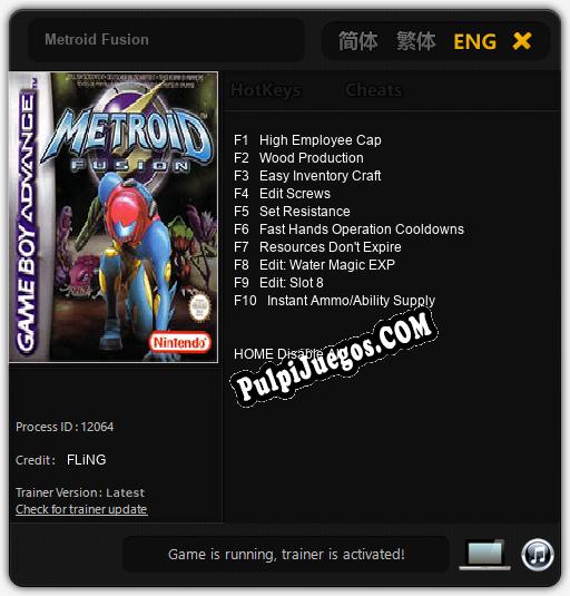 Entrenador liberado a Metroid Fusion [v1.0.7]