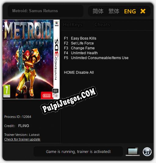 Metroid: Samus Returns: Treinador (V1.0.42)