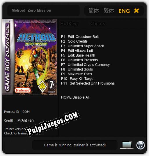 Metroid: Zero Mission: Trainer +11 [v1.4]