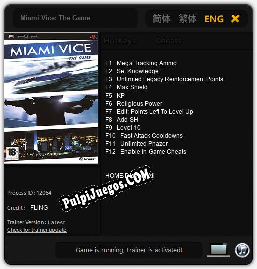 Miami Vice: The Game: Trainer +12 [v1.3]