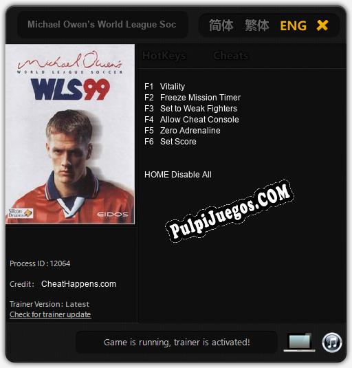 Michael Owen’s World League Soccer ‘99: Trainer +6 [v1.5]