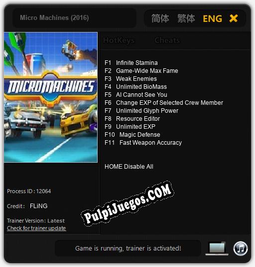 Micro Machines (2016): Treinador (V1.0.81)