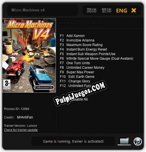 Micro Machines v4: Cheats, Trainer +12 [MrAntiFan]