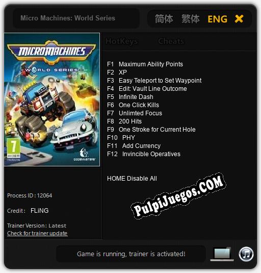 Micro Machines: World Series: Trainer +12 [v1.8]