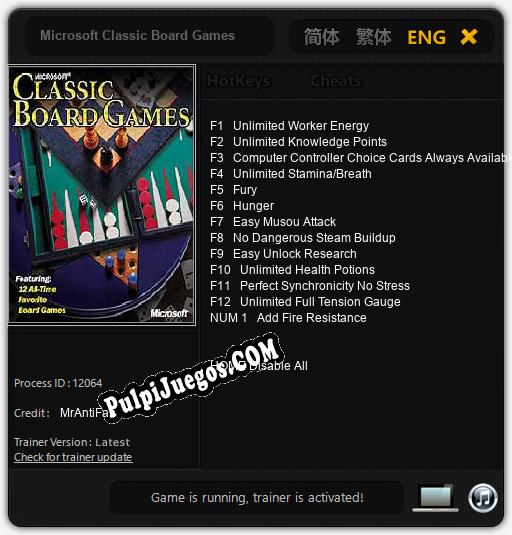 Entrenador liberado a Microsoft Classic Board Games [v1.0.5]