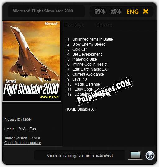 Microsoft Flight Simulator 2000: Trainer +12 [v1.3]