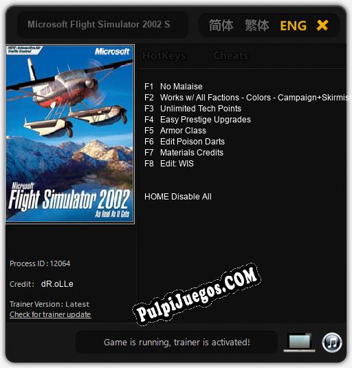 Entrenador liberado a Microsoft Flight Simulator 2002 Standard Edition [v1.0.1]