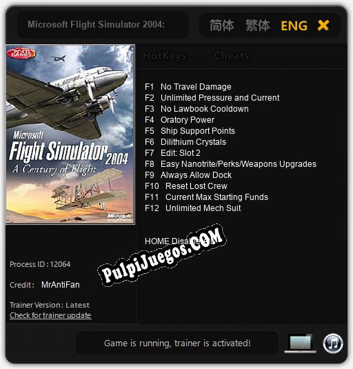 Microsoft Flight Simulator 2004: A Century of Flight: Trainer +12 [v1.3]