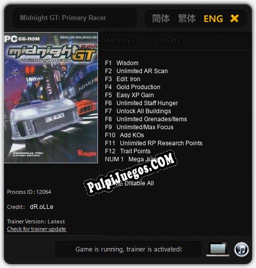 Midnight GT: Primary Racer: Trainer +13 [v1.2]