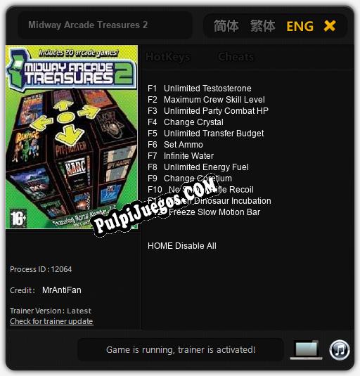 Entrenador liberado a Midway Arcade Treasures 2 [v1.0.8]