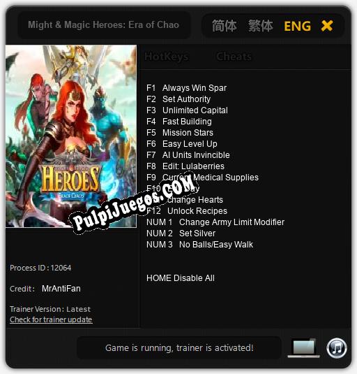 Entrenador liberado a Might & Magic Heroes: Era of Chaos [v1.0.4]