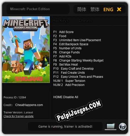 Minecraft: Pocket Edition: Trainer +14 [v1.5]