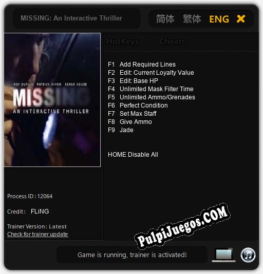 MISSING: An Interactive Thriller: Cheats, Trainer +9 [FLiNG]