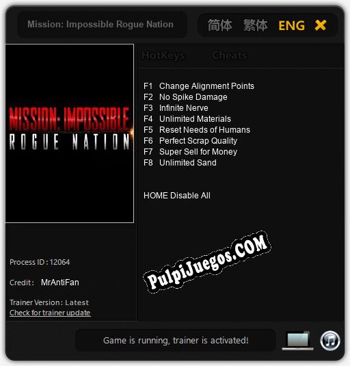 Mission: Impossible Rogue Nation: Trainer +8 [v1.9]