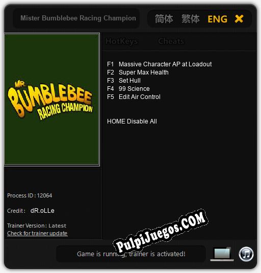 Mister Bumblebee Racing Champion: Treinador (V1.0.25)