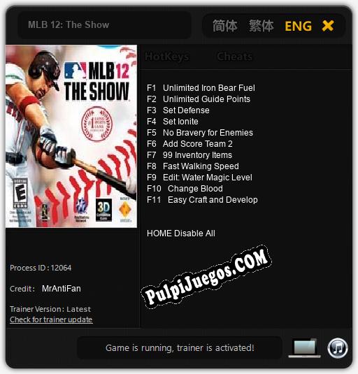 MLB 12: The Show: Cheats, Trainer +11 [MrAntiFan]