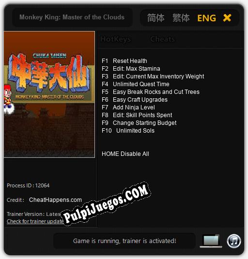 Monkey King: Master of the Clouds: Trainer +10 [v1.3]