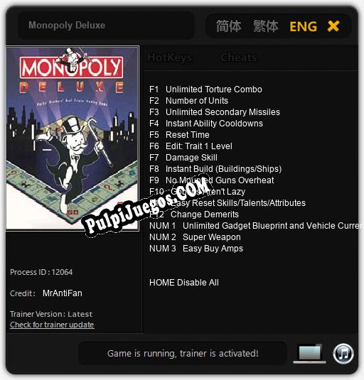 Monopoly Deluxe: Cheats, Trainer +15 [MrAntiFan]