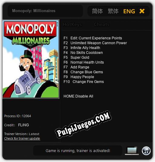 Monopoly: Millionaires: Trainer +10 [v1.5]