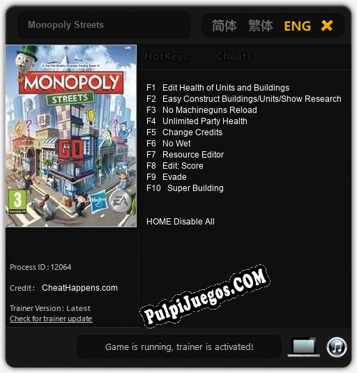 Monopoly Streets: Cheats, Trainer +10 [CheatHappens.com]