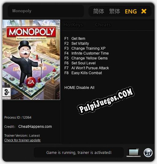 Monopoly: Cheats, Trainer +8 [CheatHappens.com]