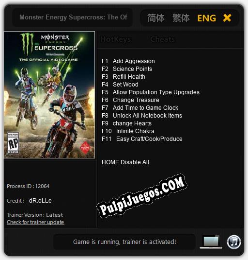 Monster Energy Supercross: The Official Videogame: Trainer +11 [v1.5]