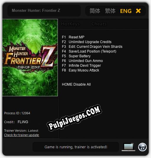 Monster Hunter: Frontier Z: Trainer +8 [v1.5]